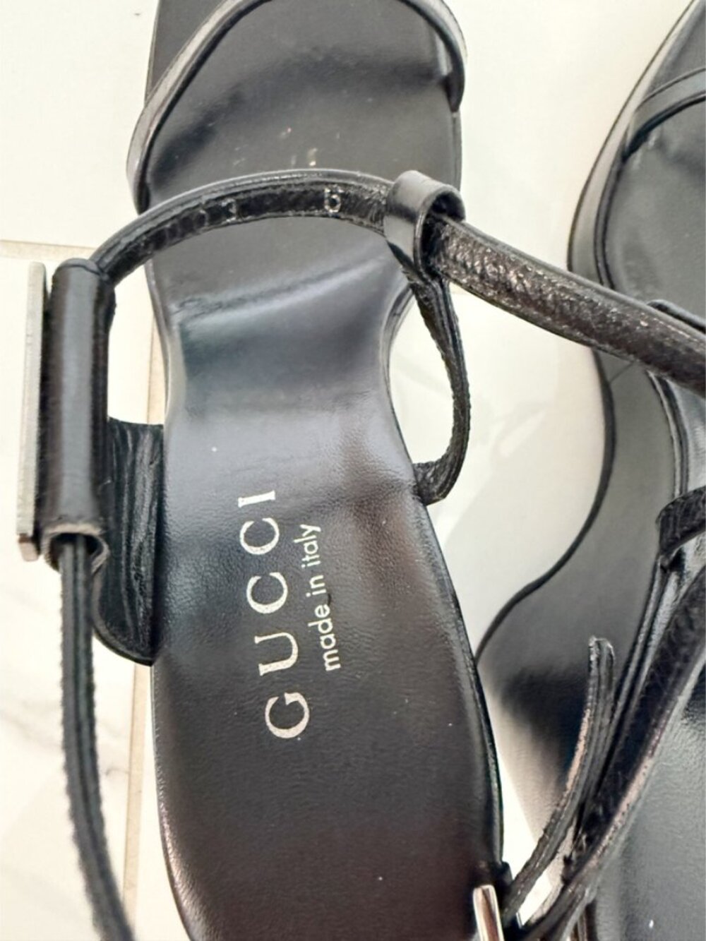Gucci Black Leather Slingback Sandals Women's Size: 6 - Picture 8 of 13